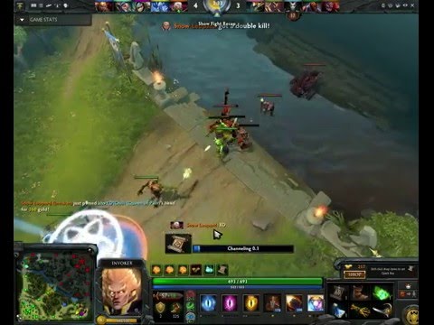 Invoker trying to kill queen of pain - third sunstrike's the charm with double kill via buyback