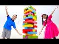 Emma Andrew Pretend Play With Giant Colored Jenga Toy Blocks