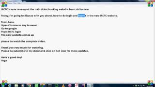 HOW TO LOGIN and LOGOUT in the NEW IRCTC WEBSITE