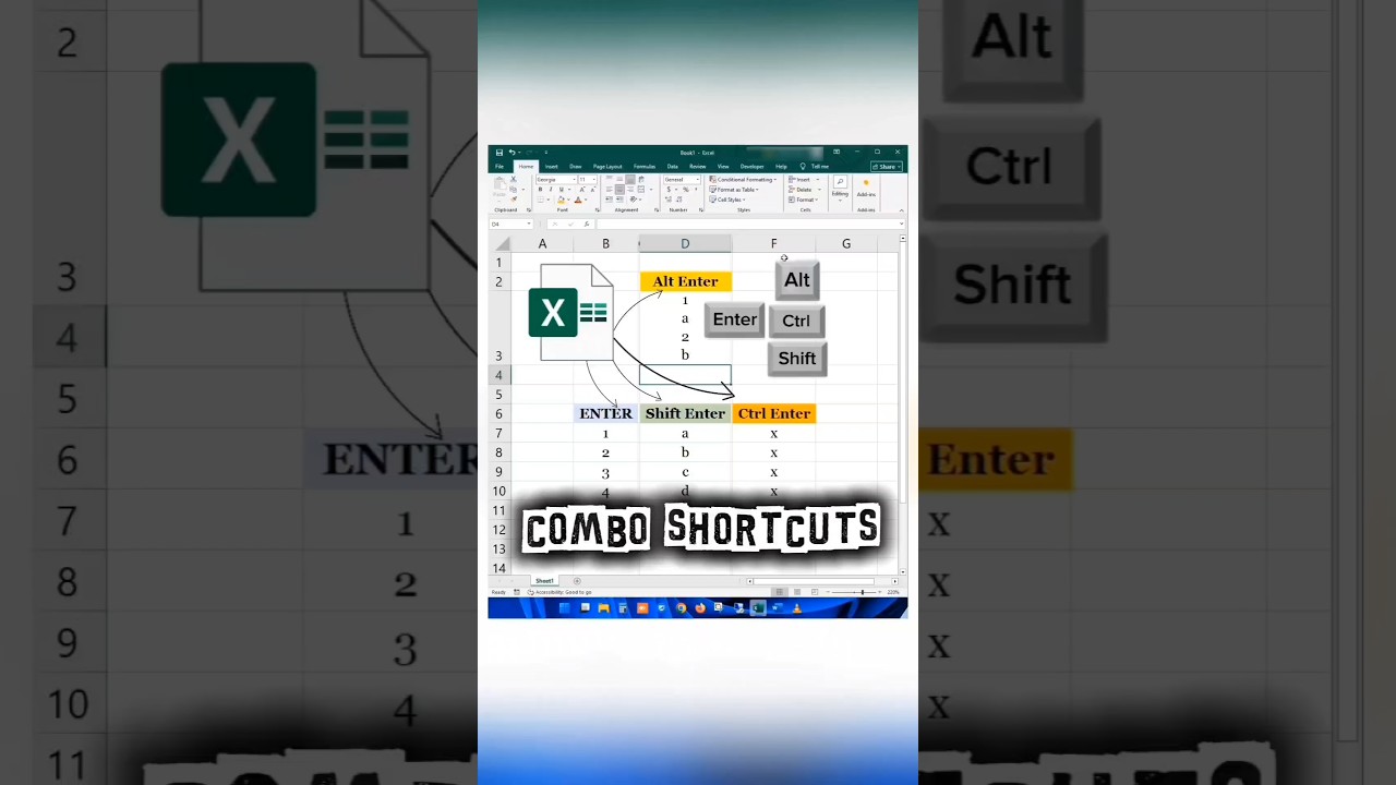 Excel 4 keys Enter Shift Alt Ctrl shortcuts | Excel Keyboard shortcuts. #excel