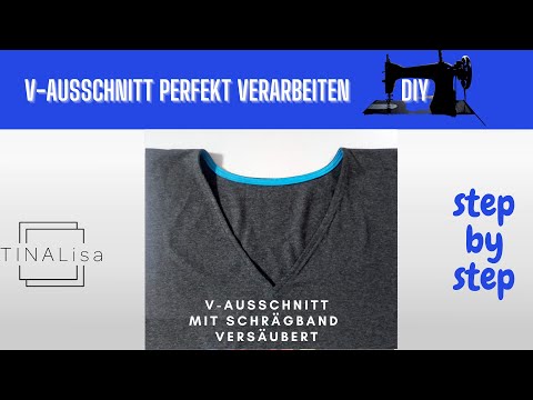 V-Ausschnitt mit Schrägband versäubert