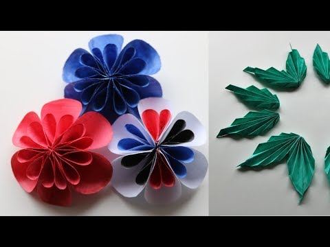Paper Flower & Leaf  Using Bond Paper -   DIY Kusudama Flowers Making -  Paper Craft Video