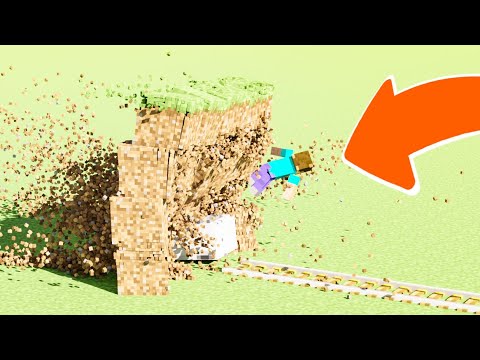 Minecraft Steve and Minecarts Crash Test Physics Simulations with RTX ON