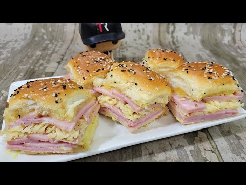 Super Simple Ham Gouda and Roasted Garlic Sliders