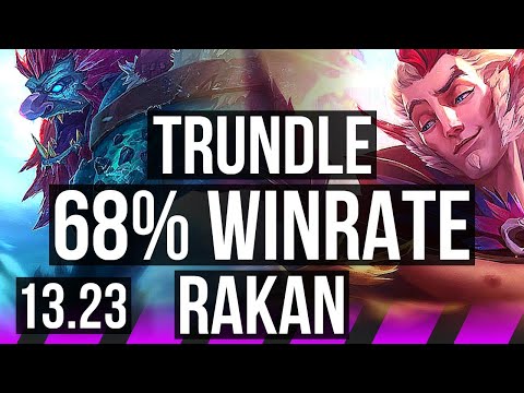 TRUNDLE & Trist vs RAKAN & Jinx (SUP) | 68% winrate, 5/1/6, Rank 13 Trundle | KR Master | 13.23