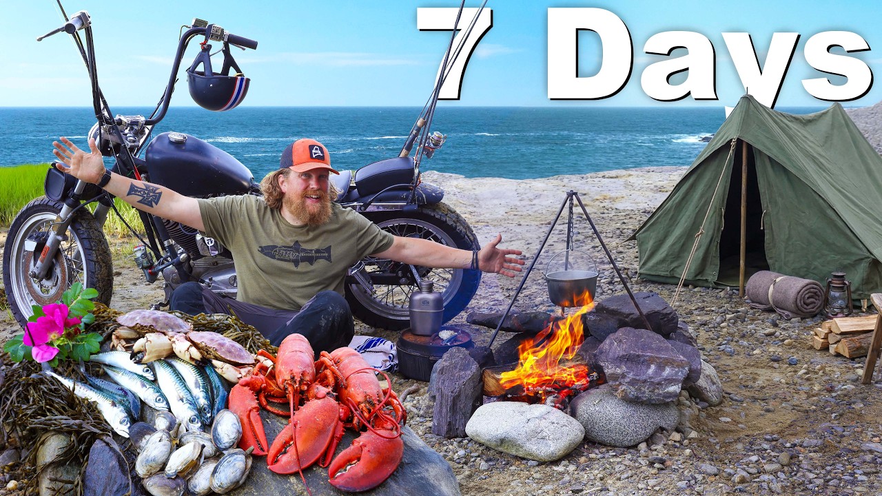 7 Day Eating What We Catch & Cook From One End of Maine to the other on a Motorcycle 