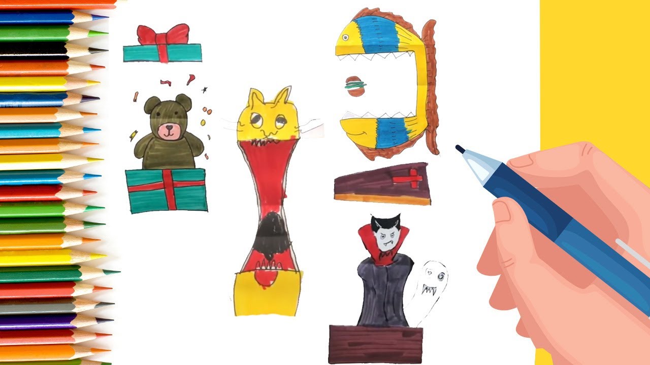 How to Draw 9 easy Folding Surprises step by step for Kids| Folding Surprise!