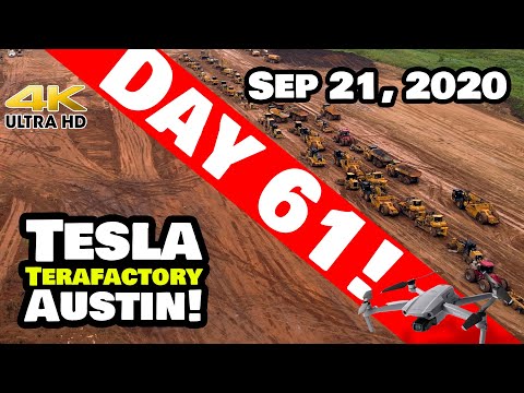 Tesla Gigafactory Austin 4K  Day 61 - 9/21/20 - Tesla Terafactory Texas - Rainy Days & Mondays...