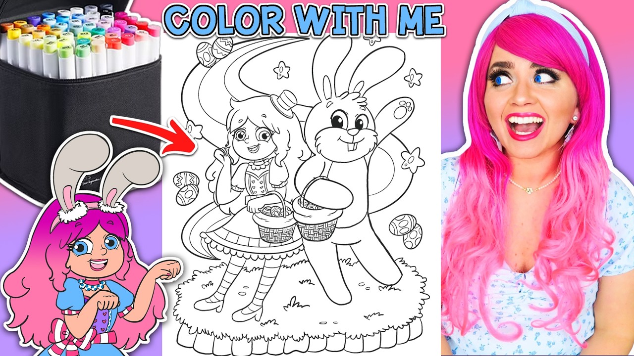Let's Color Kimmi & Easter Bunny 🐰 | Kimmi The Clown Easter Coloring Book | COLOR ALONG WITH KIMMI