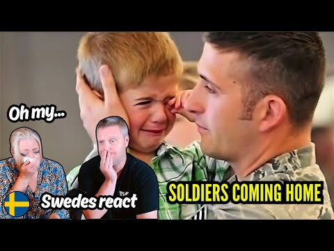 She almost broke down! Two Swedes react to - US soliders coming home.