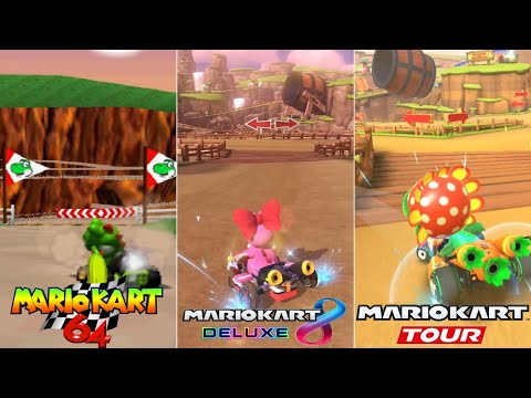 Evolution Of N64 Yoshi Valley Course In Mario Kart Games [1996-2023]