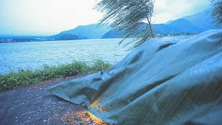 Solo Camping in Heavy Rain | Windstorm | Thunderstorm | ASMR