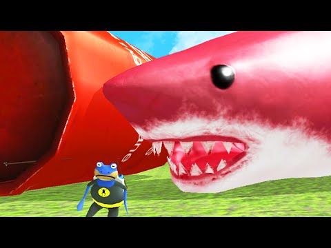 NEW RED GIANT SHARK vs NEW GIANT EXPLODING TANK! - Amazing Frog - Part 131 | Pungence