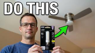 Dad Replaces Hampton Bay Mazon Ceiling Fan Bulb (Using Feit E11 LED)