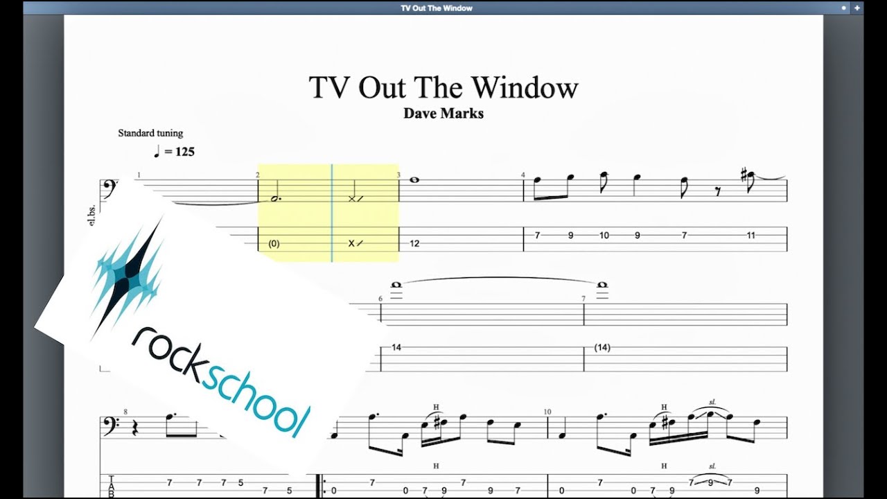 TV Out The Window Rockschool Grade 6 Bass