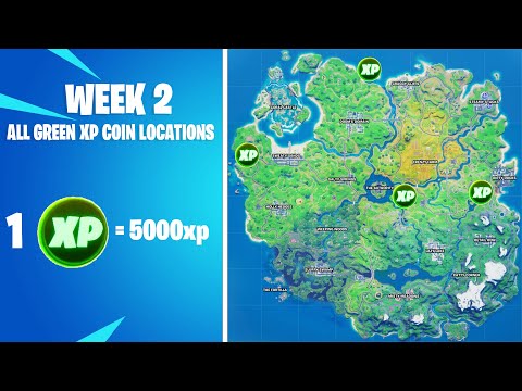 All 4 Green Xp Coin Locations!  Fortmite Chapter 2 Season 4 Green Xp Coins