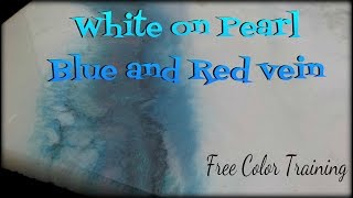 Epoxy Countertop White on pearl with Blue and red vein