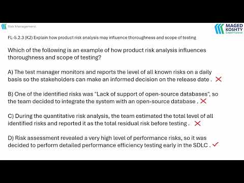 ISTQB Foundation: Explain how product risk analysis may influence thoroughness and scope of testing