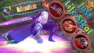 Alucard Maniac - Just LifeSteal Build - MVP in Ranked | Mobile Legends