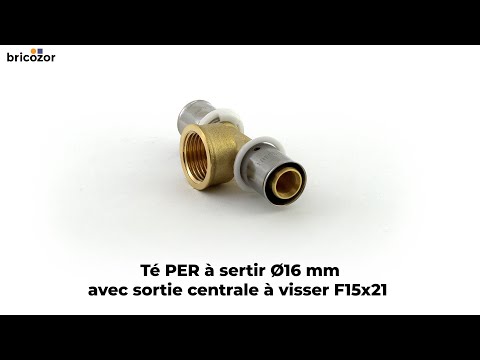 Té à sertir PER diamètre 16 mm avec sortie au centre à visser F15x21 BRICOZOR