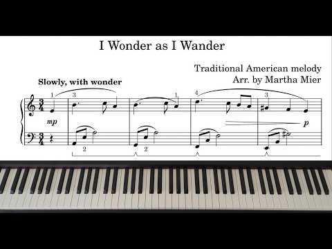 I Wonder as I Wander - Arrangement by Martha Mier | Medium difficulty Piano Version with Sheets