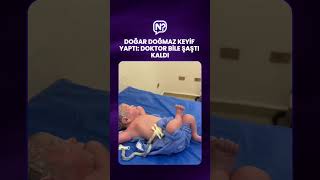 Doktor muayene ederken bile rahatını bozmadı: Yeni doğan bebeğin rahatlığı izley