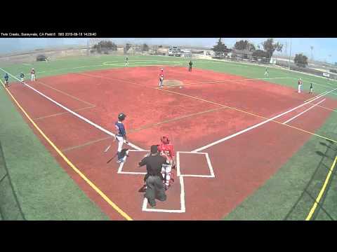 Home run at Twin Creeks, Sunnyvale Ca Field 6 14U Team 220