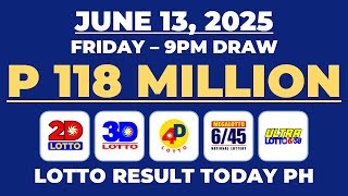 PCSO Lotto Result Today 9PM Draw June 13, 2025 - Ez2 Result and Swertres Result