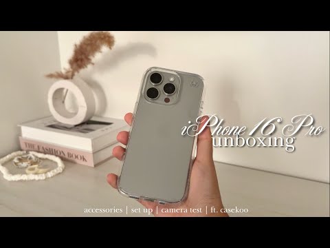 iphone 16 pro unboxing 🍎 [natural titanium] + accessories | set up | camera test | ft. casekoo