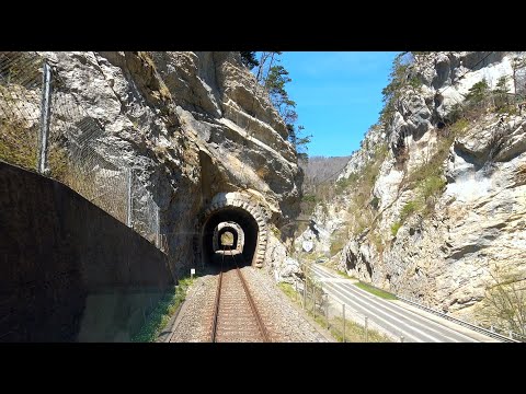 ★ 4K 🇨🇭Tilt train Biel - Moutier - Delémont cab ride through Switzerland's Jura mountains [04.2021]