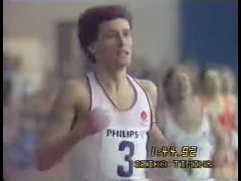 Seb  Coe  indoor  800m  1.44 .92  World  Record  1983,  Cosford,  Angland.
