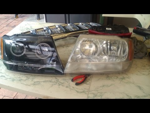 How to replace headlights in a WJ Jeep. Original or VIPmotoZ Projector headlights
