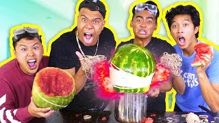 EXPLODING WATERMELONS CHALLENGE! (ft. @MoreWolfie @DavidParody @Marlin)