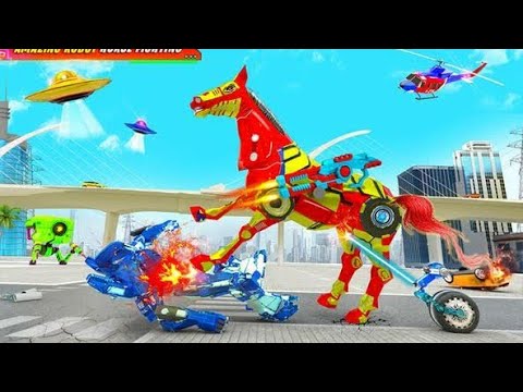 flying  muscles car Robot transform hores robot ! Android game play