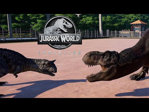 TYRANNOSAURUS REX VS CARNOTAURUS - BATTLE || JURASSIC WORLD EVOLUTION