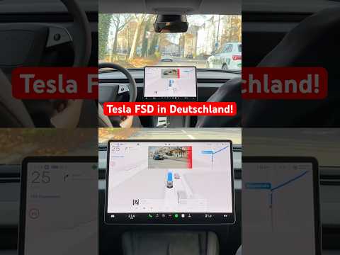 Tesla FSD fährt durch enge Straße in Frankfurt! 🚗