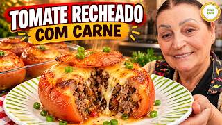 🍅 TOMATE RECHEADO COM CARNE E QUEIJO! OLHA ESSE RECHEIO Tomate Recheado com Carne #1428