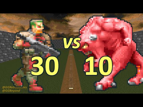 30 Zombiemen vs 10 Demons - Monster Infighting - Doom Retro Battles