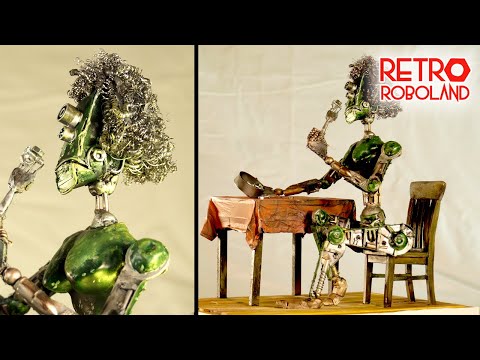 Scratch built robot - in  steam punk retro cool mecha style