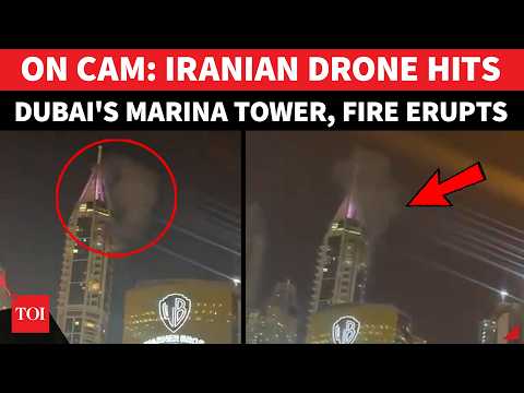 BIG IRANIAN DRONE ATTACK: Fire, Smoke Seen From Dubai's Landmark Marina Tower; Evacuations Underway