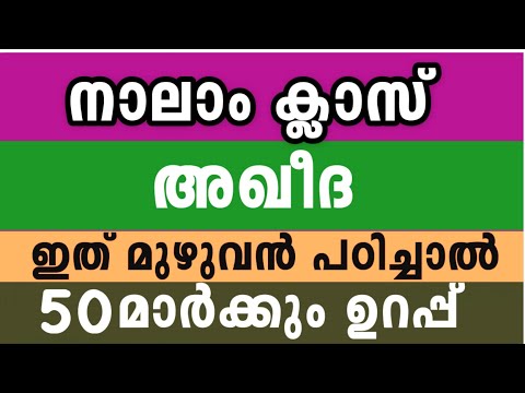 🛑Important Questions🛑നാലാം ക്ലാസ് അഖീദ 4 Class Aqeedha Model Questions paper Akeeda 