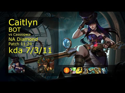 Caitlyn ADC & Janna vs Cassiopeia & Lulu - NA 7/3/11 Patch 11.24 Gameplay