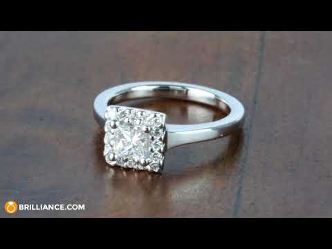 Princess Pave Halo Diamond Engagement Ring (0.50 Carat)