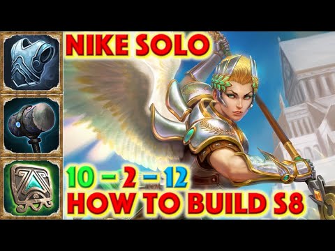 SMITE HOW TO BUILD NIKE - Nike Solo Build Season 8 Conquest + How To + Guide + Nike Solo Gameplay