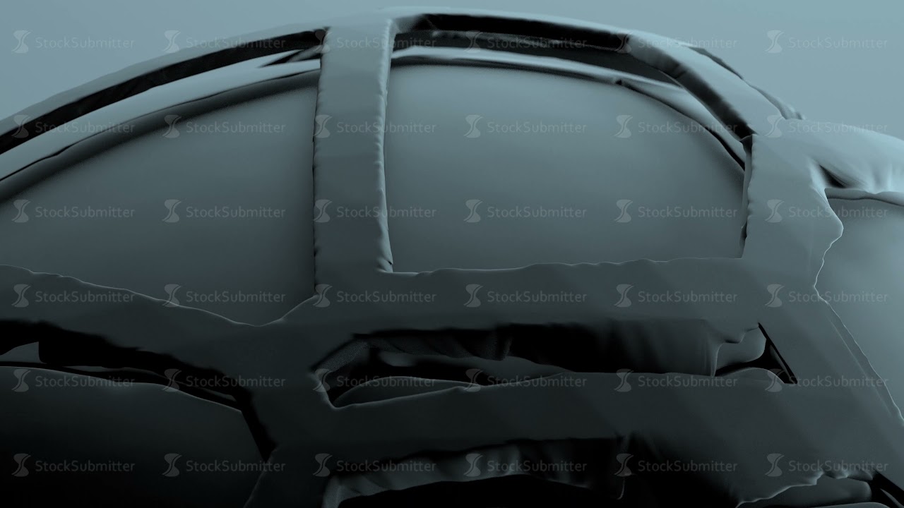 3d render of a sphere with gray surface with cracks and a rock mesh above it. Loop animation