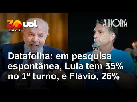 Datafolha: Lula tem 35% e Flávio Bolsonaro, 26%, em pesquisa espontânea de 1º turno