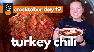Crocktober Day 19: High-Protein, Low-Calorie Turkey Chili | Healthy Slow Cooker Fall Dinner