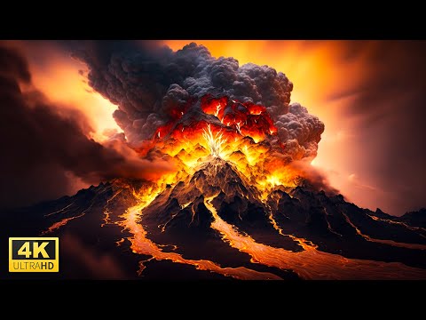 Enjoy Iceland Volcano Eruption & Lava Flows in 4K Video Ultra HD with Relaxing Music