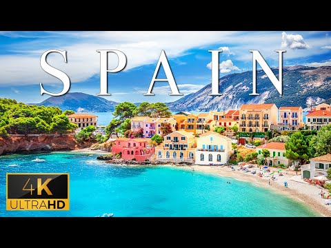 FLYING OVER SPAIN (4K UHD) - Calming Music With Spectacular Natural Landscapes For Stress Relief