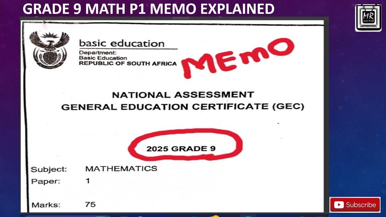 Grade 9 Mathematics GEC P1 NOV 2025 | Memorandum